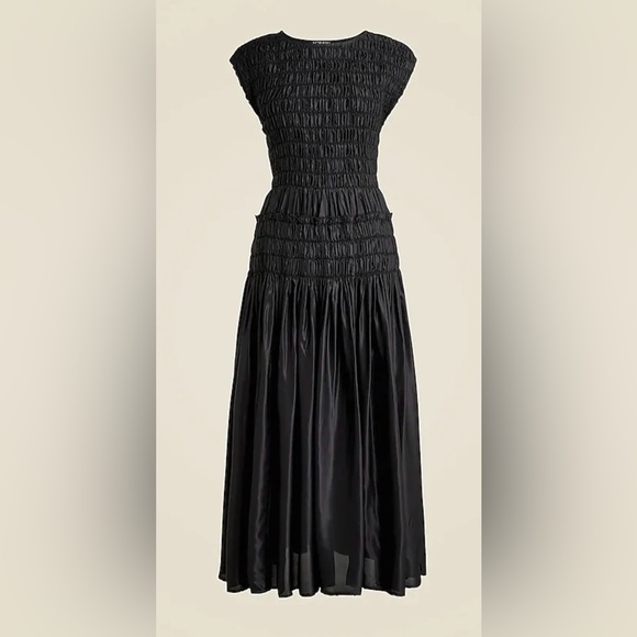 J.Crew Maude Smock Dress in drapey viscose twill black - Picture 5 of 11